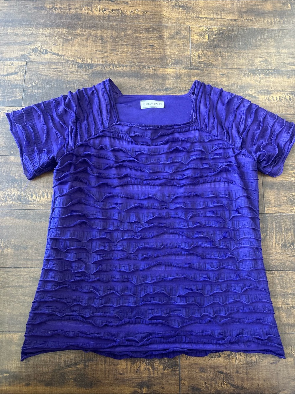 ✨ 3/$25 ✨ Allison Daley Royal Purple Short-Sleeve Ruffled Tee